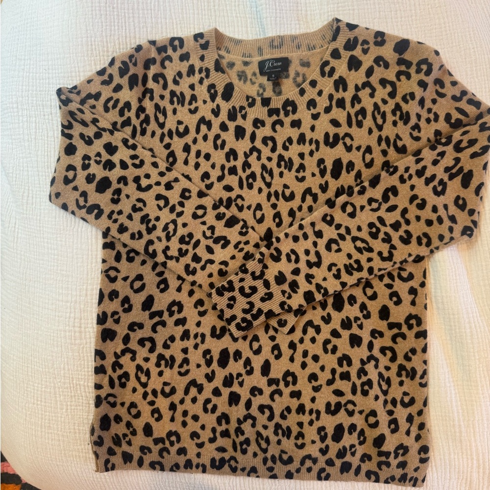 J. Crew Leopard Print Cashmere Sweater